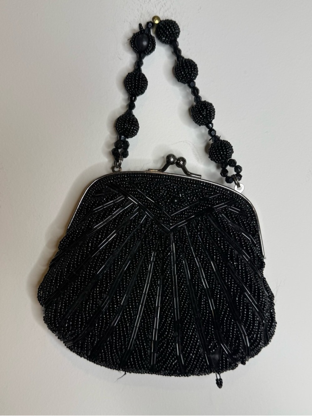 Black Beaded Evening Bag - Vintage-